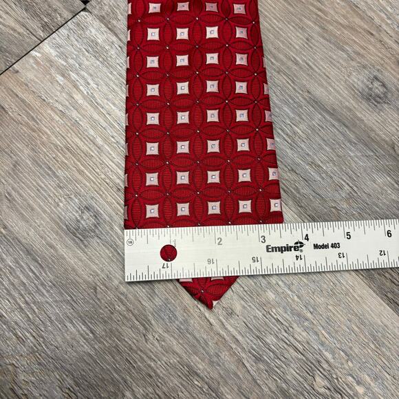 Donald J Trump Neck Tie  Red Geometric Pattern 58" Signature Collection Silk - Picture 6 of 8